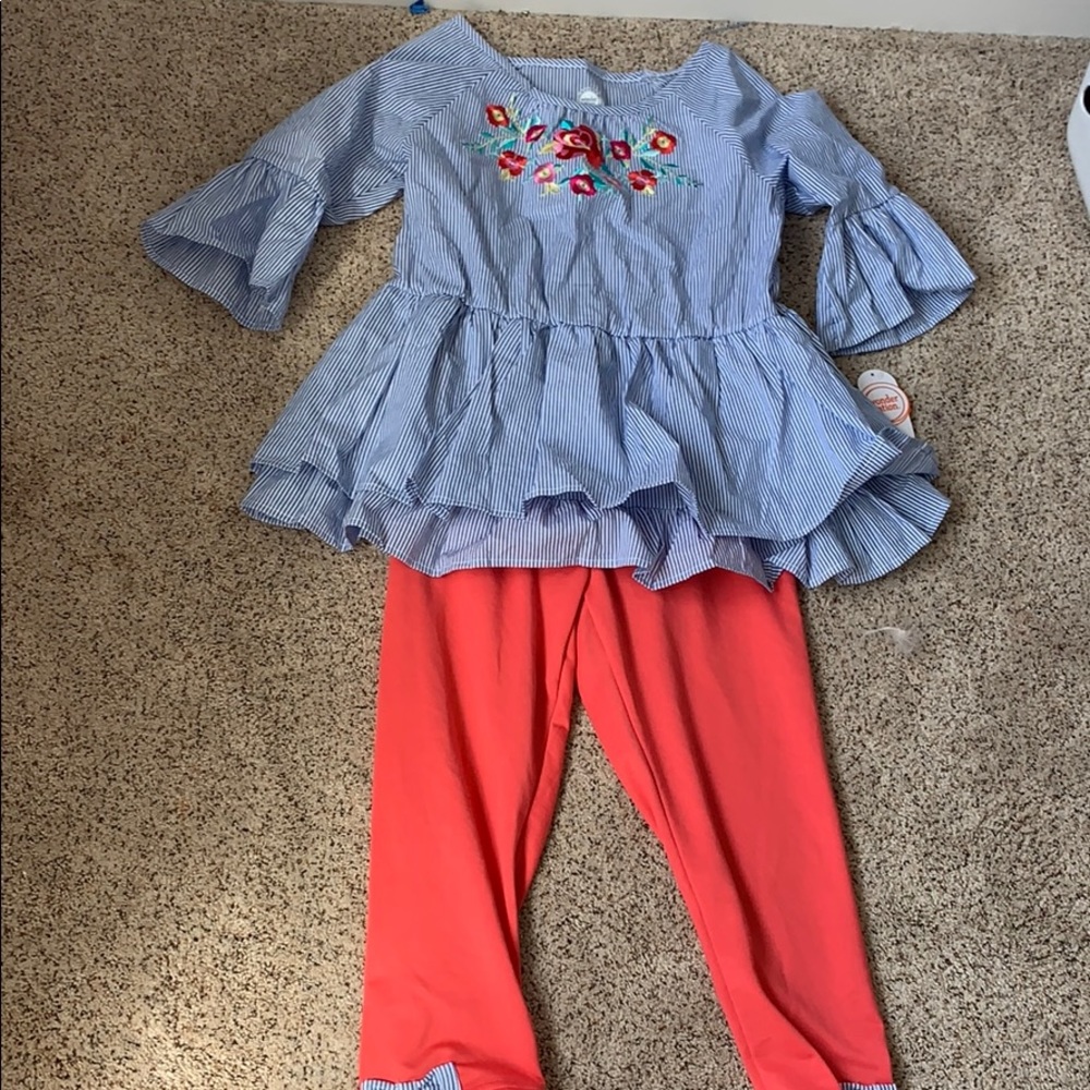 Striped and floral top with matching leggings